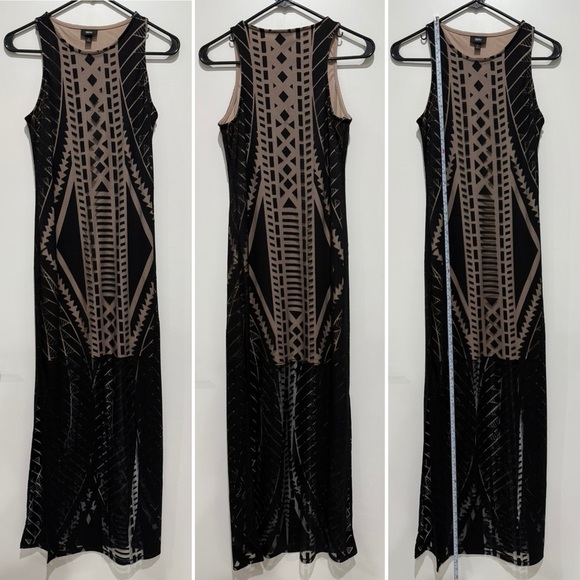 Mossimo Sheer Geometric Design Maxi Dress with Tan Liner - XS - Picture 2 of 6